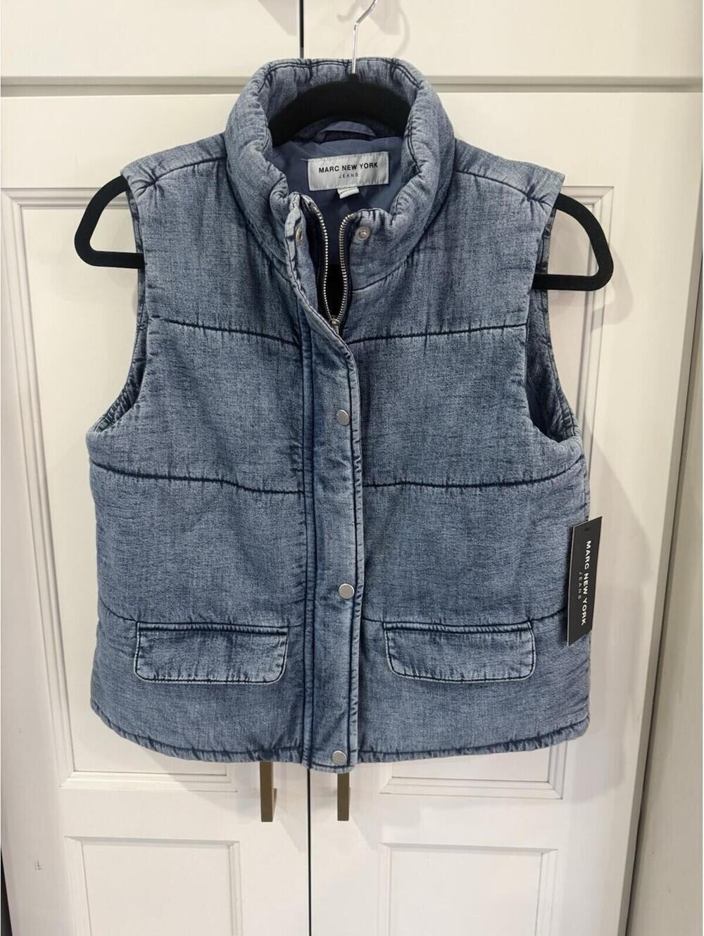 Marc New York Blue Denim Puffer Vest Women's  Size Small